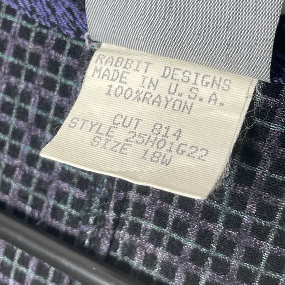 Vintage Rabbit Designs Blue Floral Cottagecore Roomy Midi Dress Women 18W USA - Picture 5 of 7